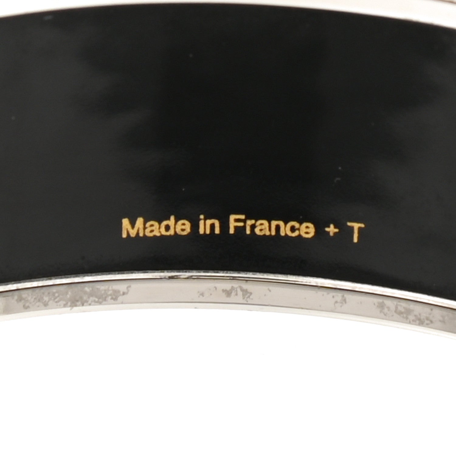 Hermes Enamel Printed Wide Les Leopards Positif Negatif Bracelet 65 Black 5 of 6