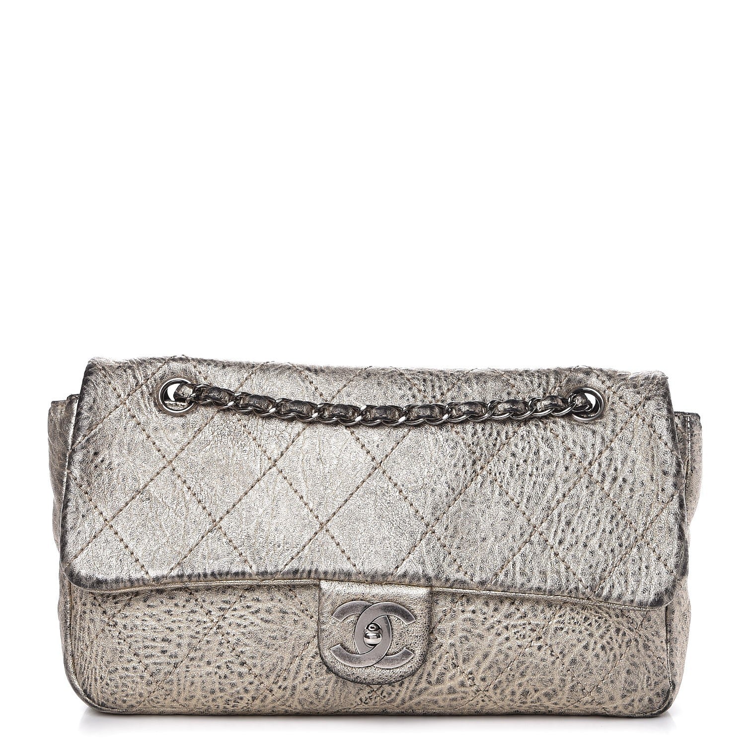 Chanel Distressed Metallic Lambskin Quilted Le Marais Ligne Flap Gold 1 of 11
