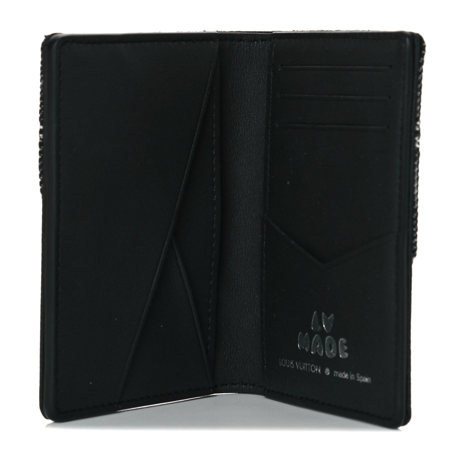X NIGO Taurillon Monogram Denim Drip Pocket Organizer Black