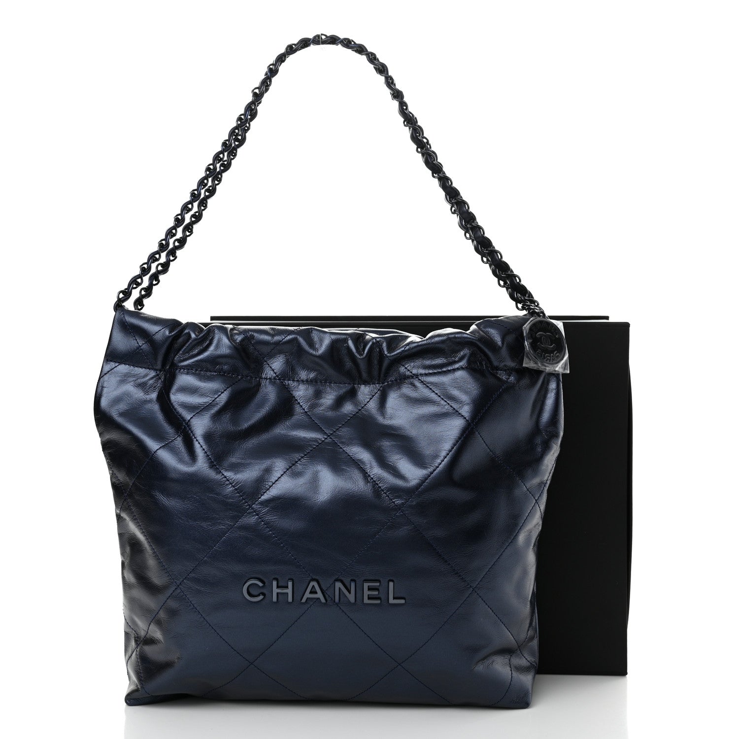 Chanel Metallic Calfskin Quilted Small Chanel 22 Navy Blue 12 of 12