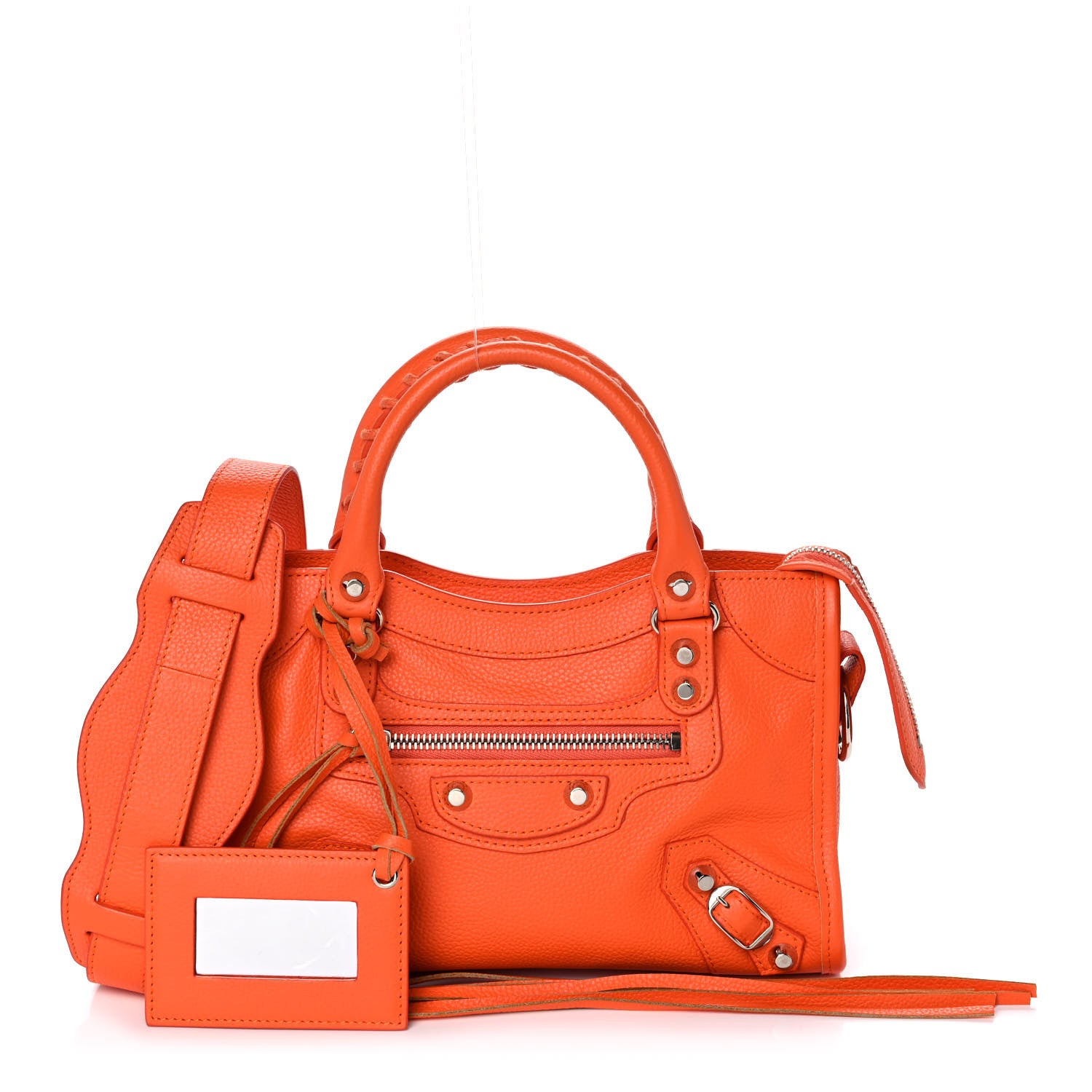 Balenciaga Grained Calfskin Classic Silver Hardware Mini City Orange 1 of 10