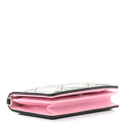 Christian Dior Lambskin Cannage Bi-Color Small Lady Dior Flap Card Holder Black Pink 4 of 9