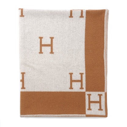 Hermes Wool Cashmere New Classic Avalon Blanket Ecru Camel 1 of 5