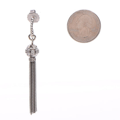 David Yurman Sterling Silver Diamond Tassel Drop Earrings 2 of 4