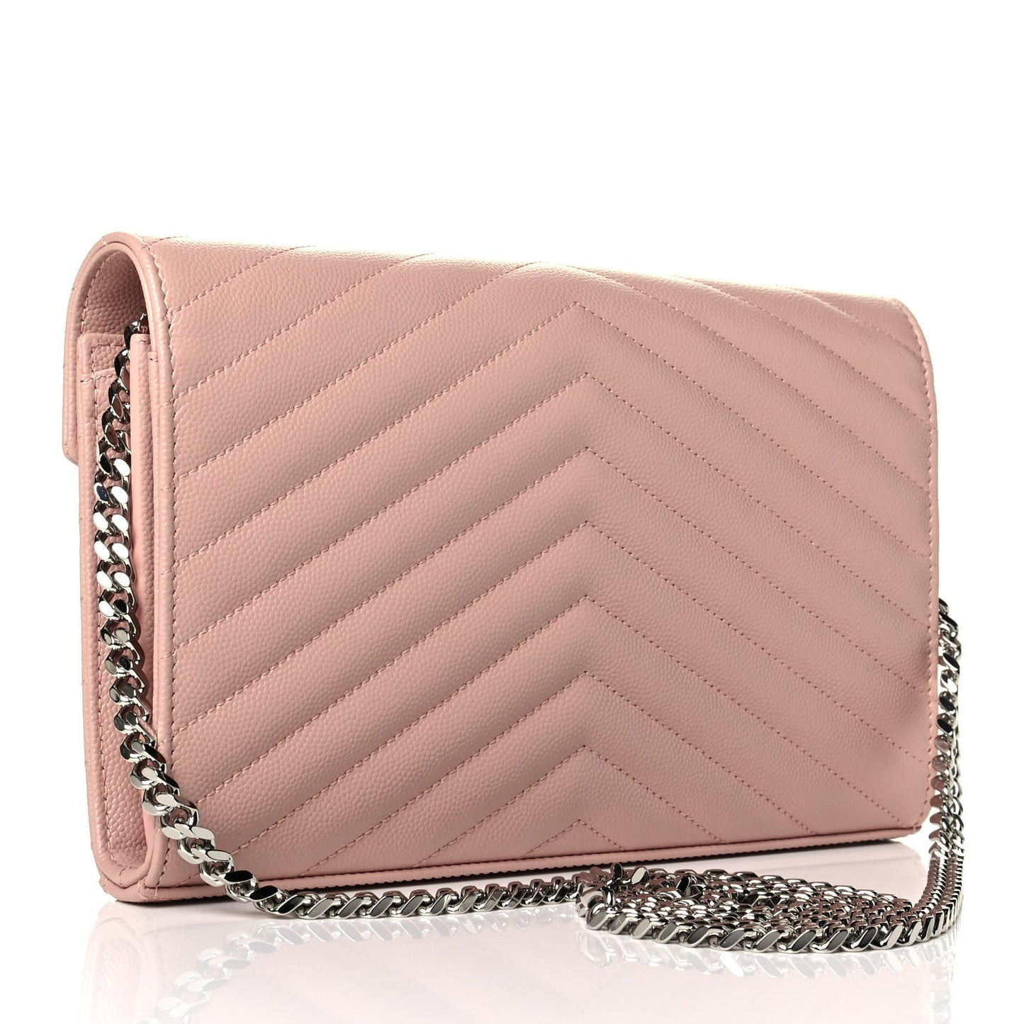 Grain De Poudre Matelasse Chevron Monogram Chain Wallet Pale Pink