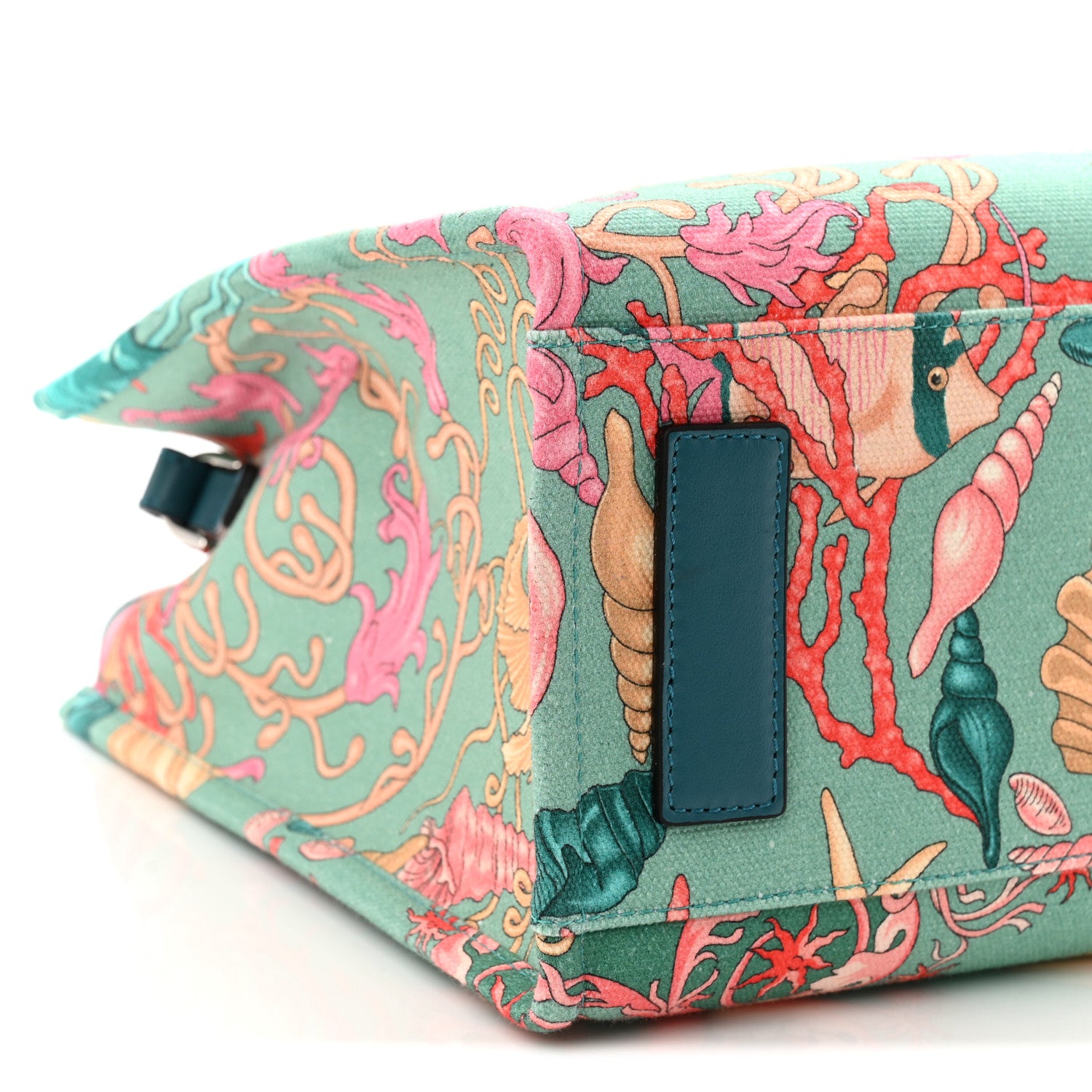 Versace Canvas Barocco Underwater Medusa Small Tote Light Blue Pink Multicolor 8 of 9