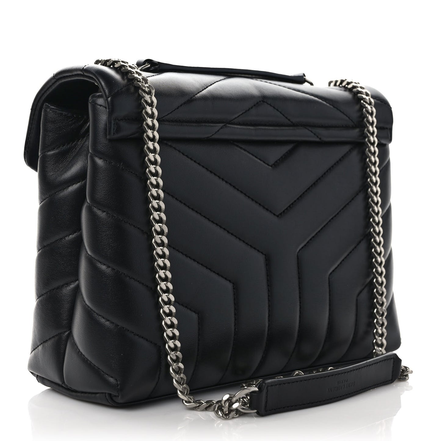 Calfskin Y Quilted Monogram Small Loulou Chain Satchel Black