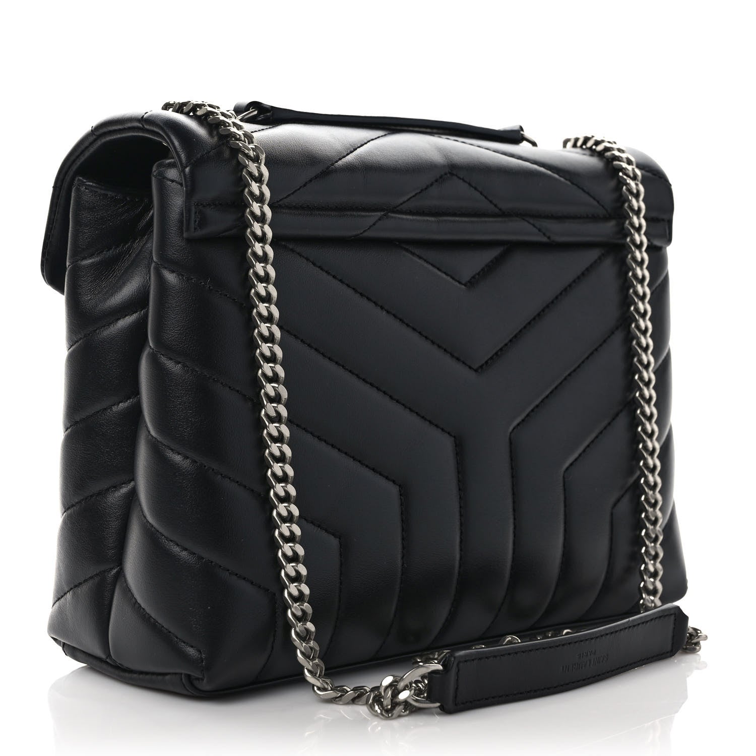 Saint Laurent Calfskin Y Quilted Monogram Small Loulou Chain Satchel Black 3 of 10