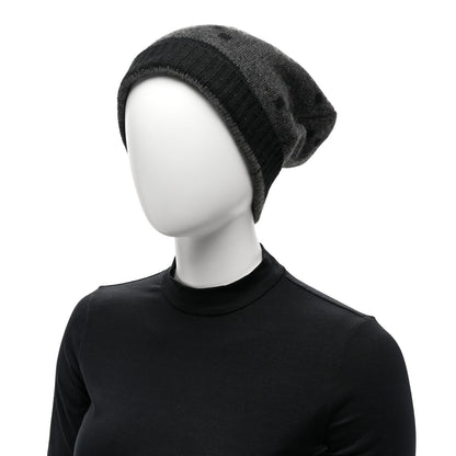 Gucci Cashmere GG Monogram Beanie Hat M Grey Black 2 of 5