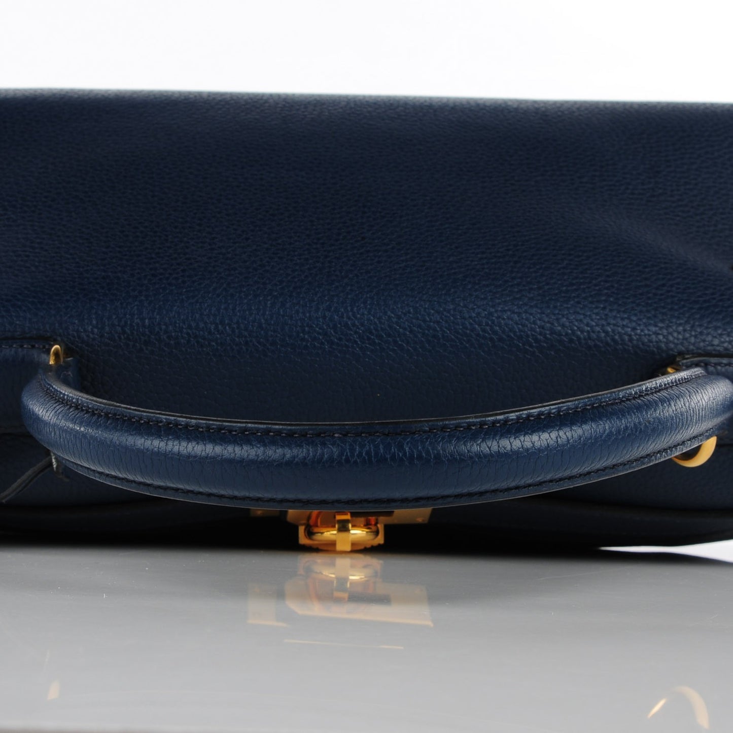 Taurillon Clemence Shoulder Kelly 40 Bleu De Malte