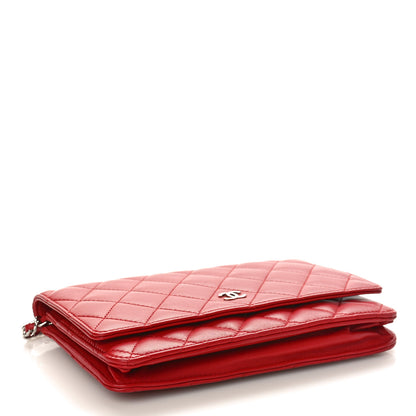 Chanel Lambskin Quilted Wallet On Chain WOC Red 4 of 9