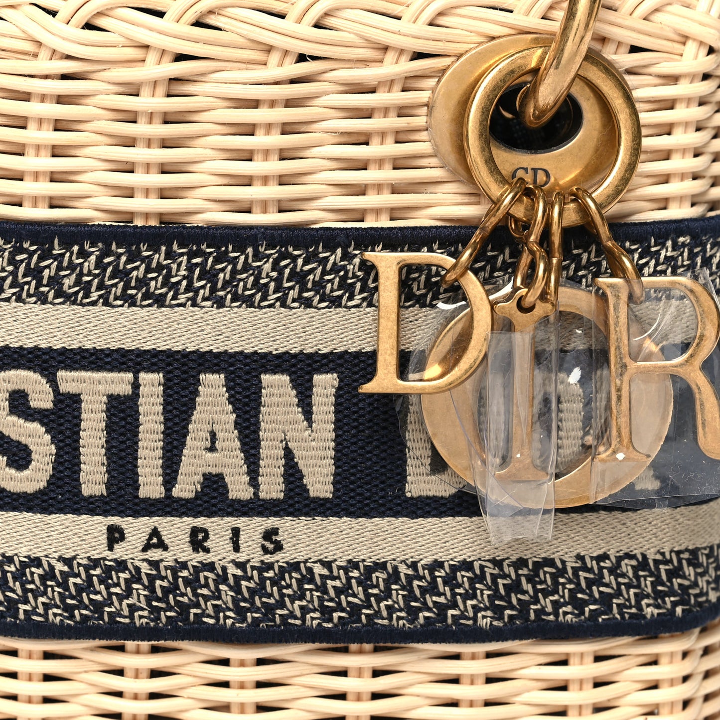 Wicker Oblique Mini Lady Dior Bag Blue