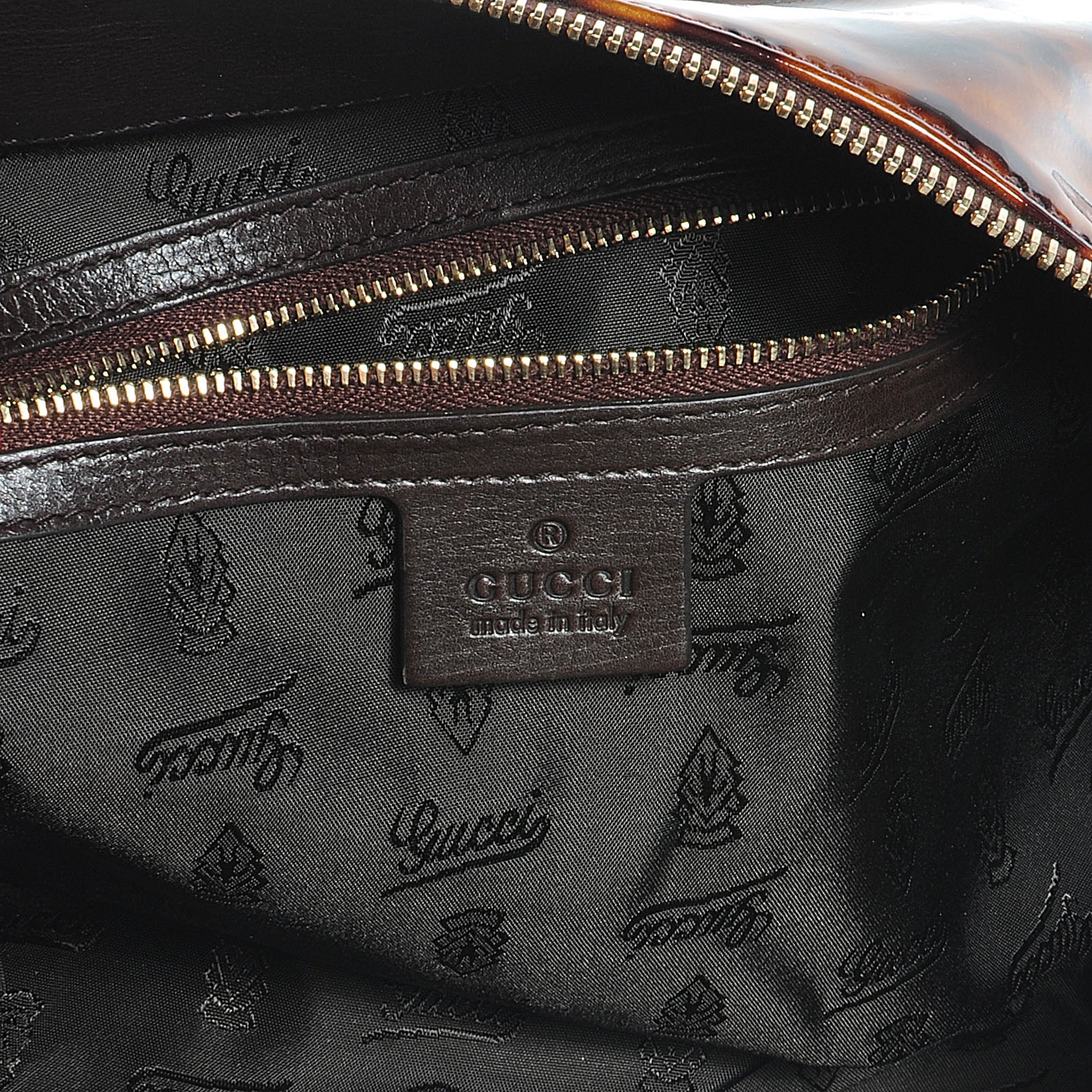 Gucci Patent Hysteria Clutch Tortoise Brown 6 of 7