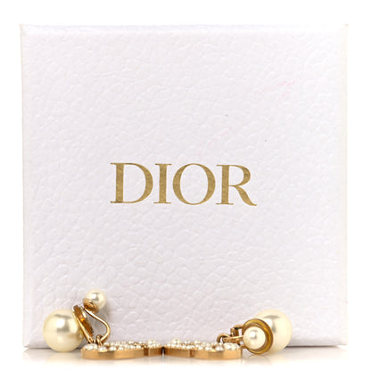 Christian Dior Pearl Tribal CD Clip On Drop Earrings Gold 5 of 5