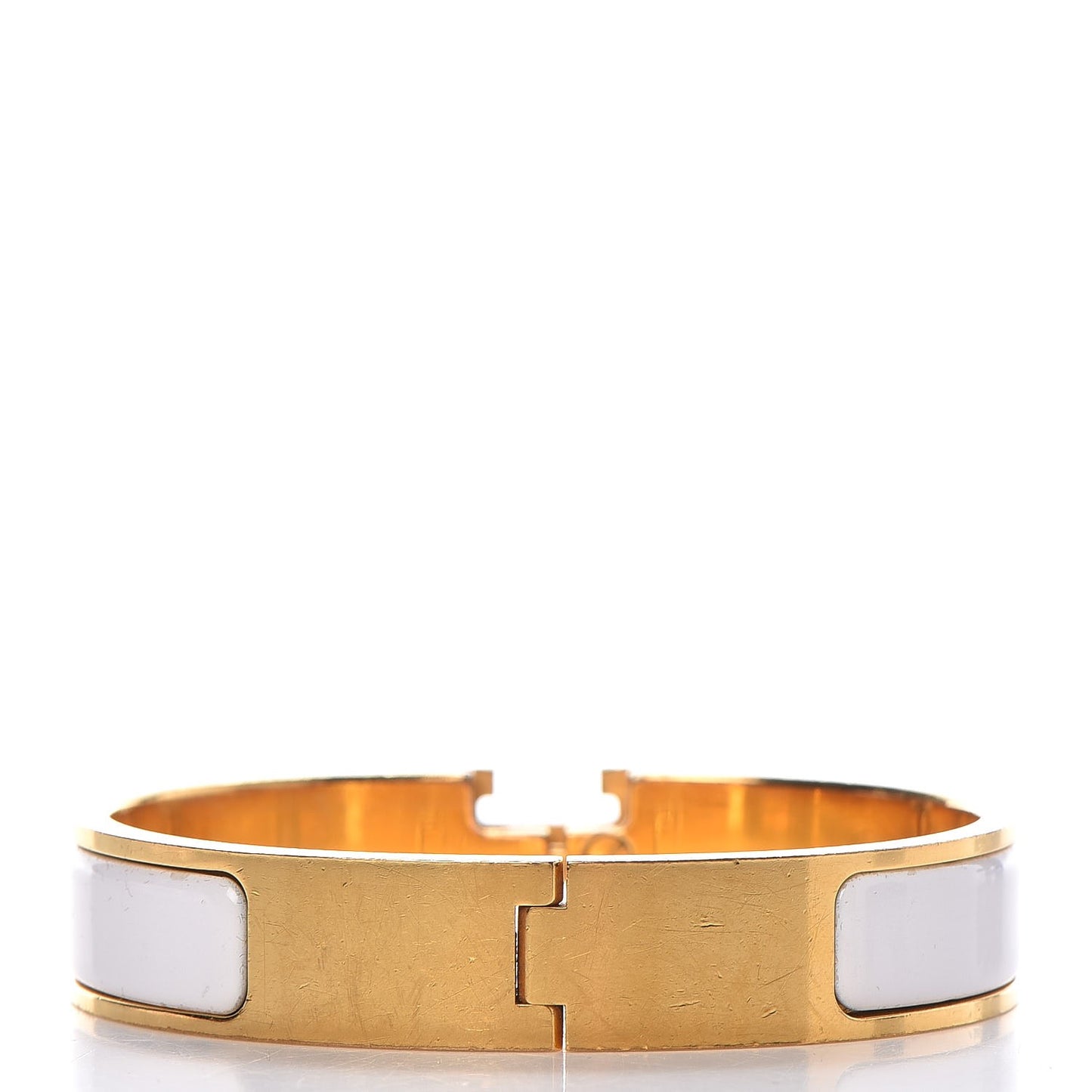 Enamel Narrow Clic Clac H Bracelet PM White