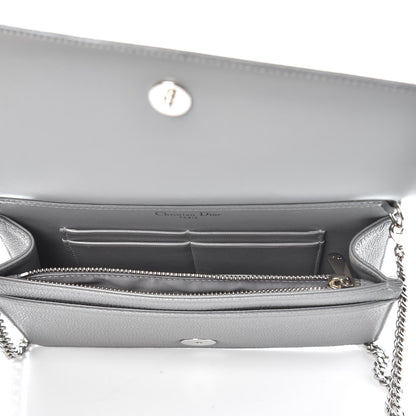 Christian Dior Grained Calfskin Diorama Wallet on Chain Pouch Gris 5 of 9