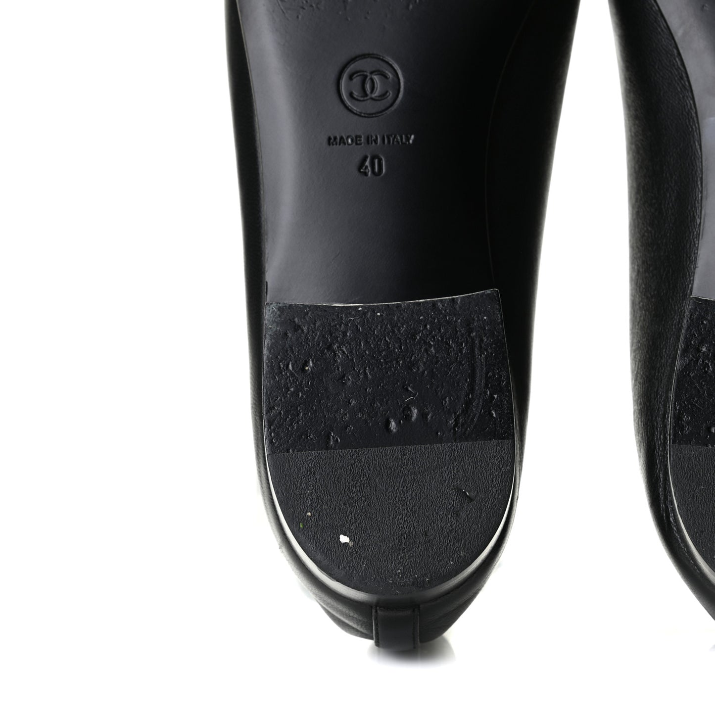 Lambskin Patent Cap Toe Ballerina Flats 40 Black
