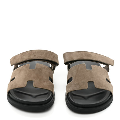 Hermes Suede Goatskin Mens Chypre Sandals 43 Beige Argile 2 of 10