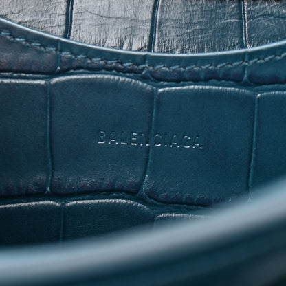 Balenciaga Calfskin Crocodile Embossed Neo Classic Silver Hardware Mini City Dark Petrol Blue 6 of 9