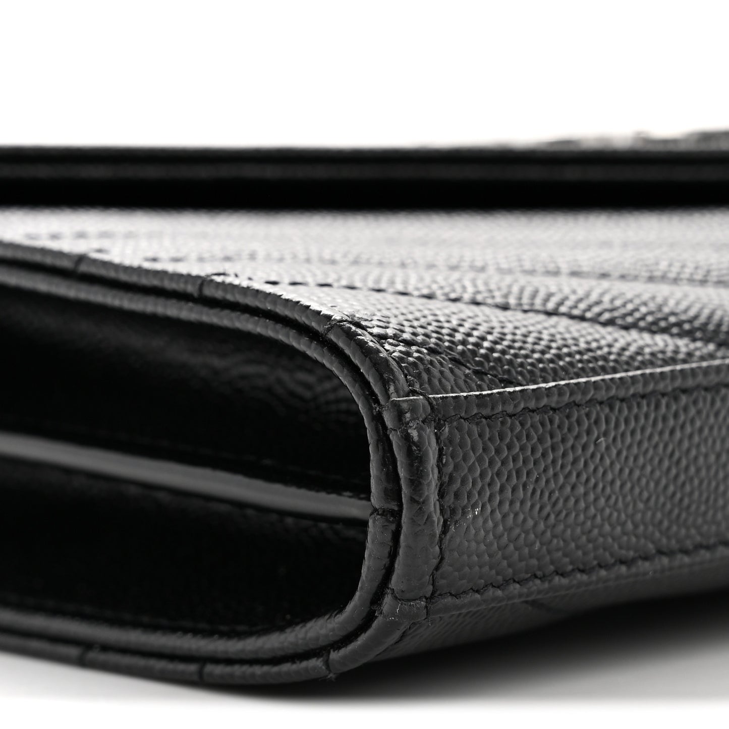 Grain De Poudre Matelasse Chevron Monogram Chain Wallet Black