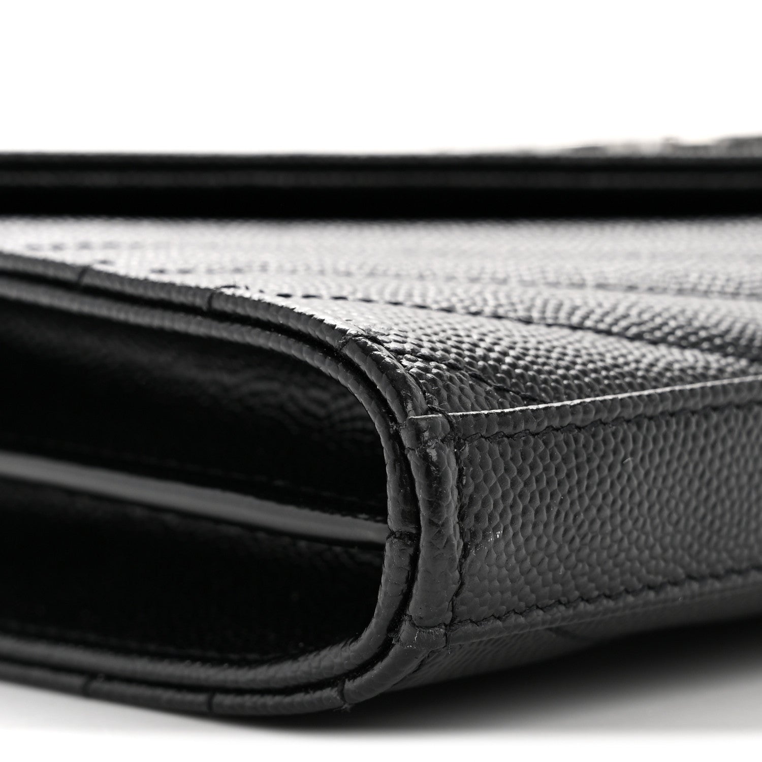 Saint Laurent Grain De Poudre Matelasse Chevron Monogram Chain Wallet Black 9 of 12