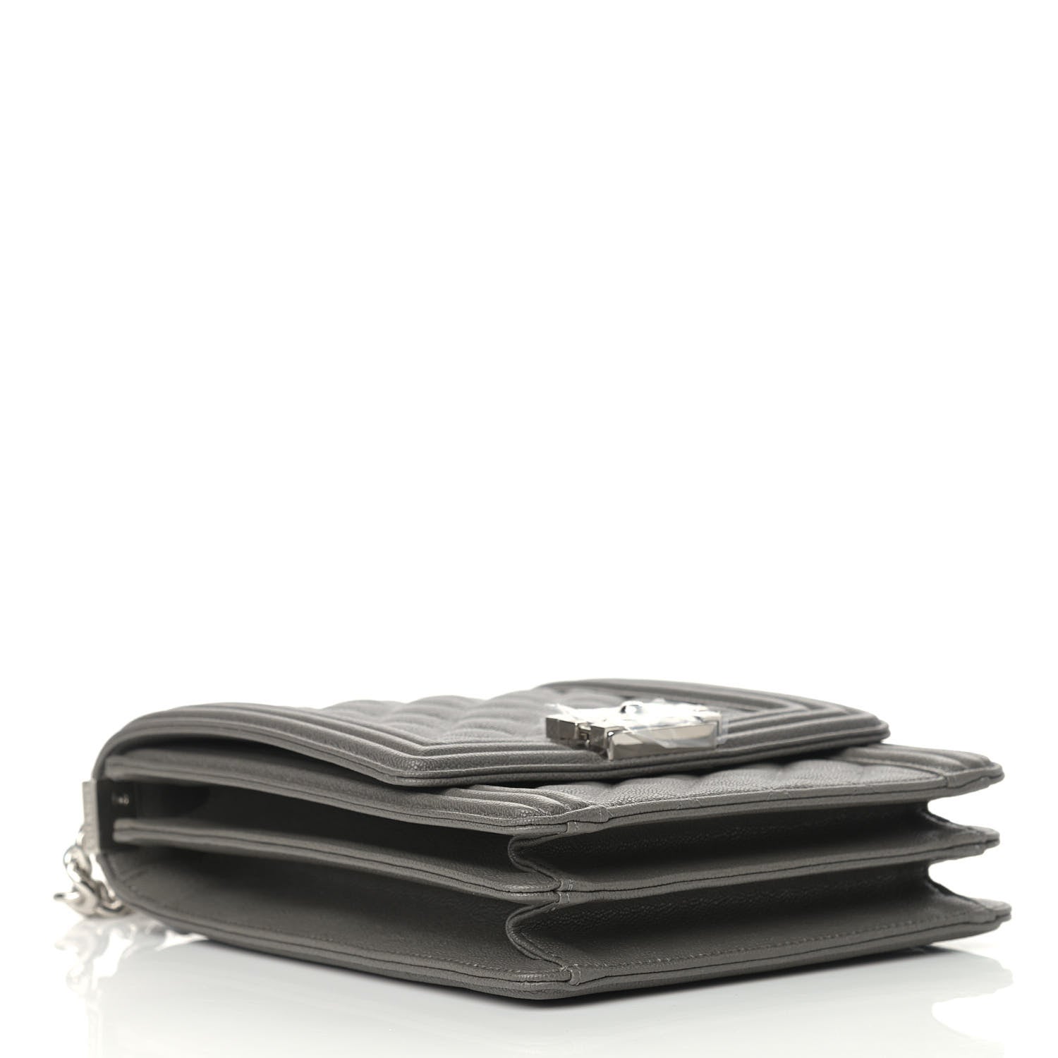 Chanel Caviar Quilted North South Boy Flap Grey 4 of 9