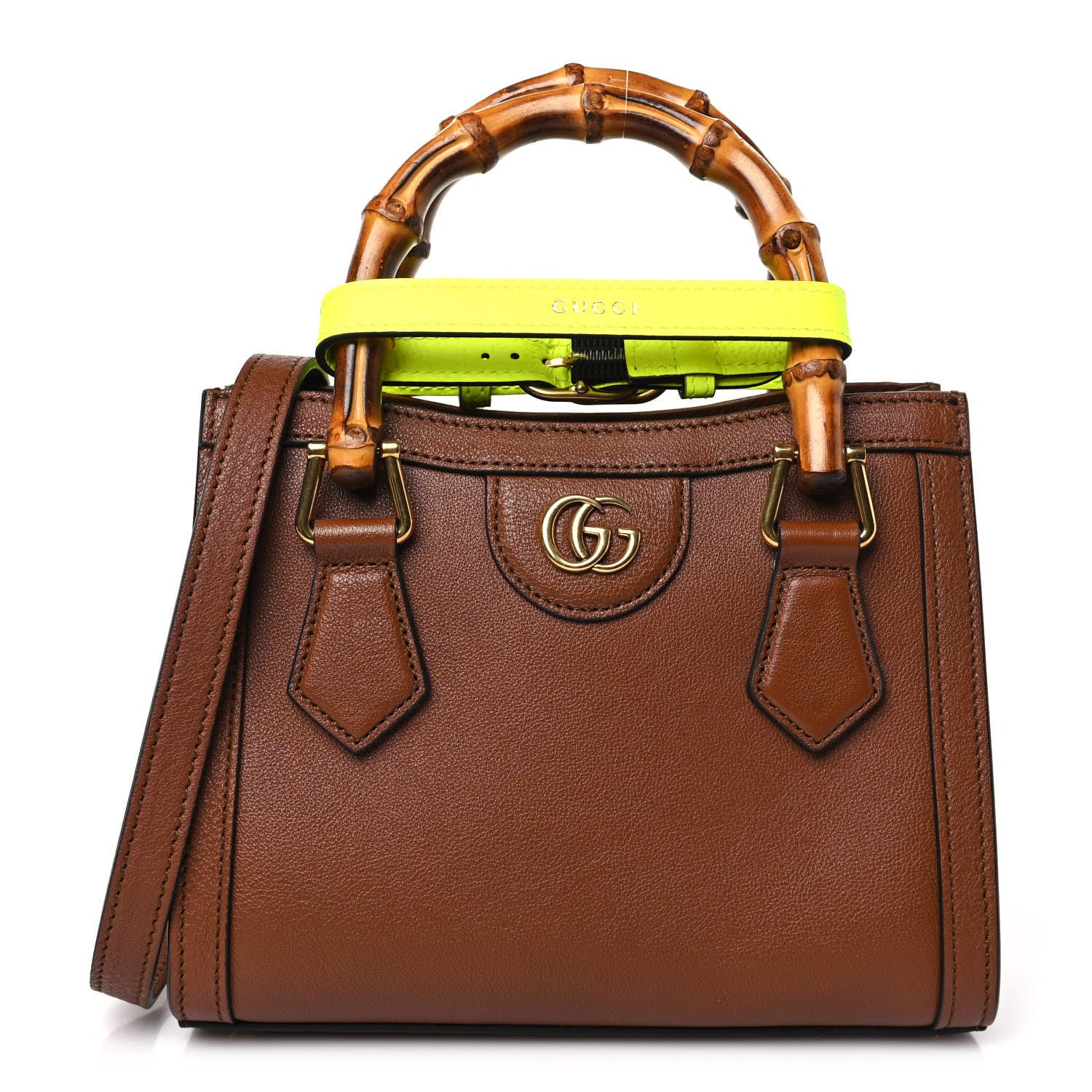 Gucci Wonka Grain Calfskin Mini Diana Tote Bag Cuir Yellow Fluo 1 of 9