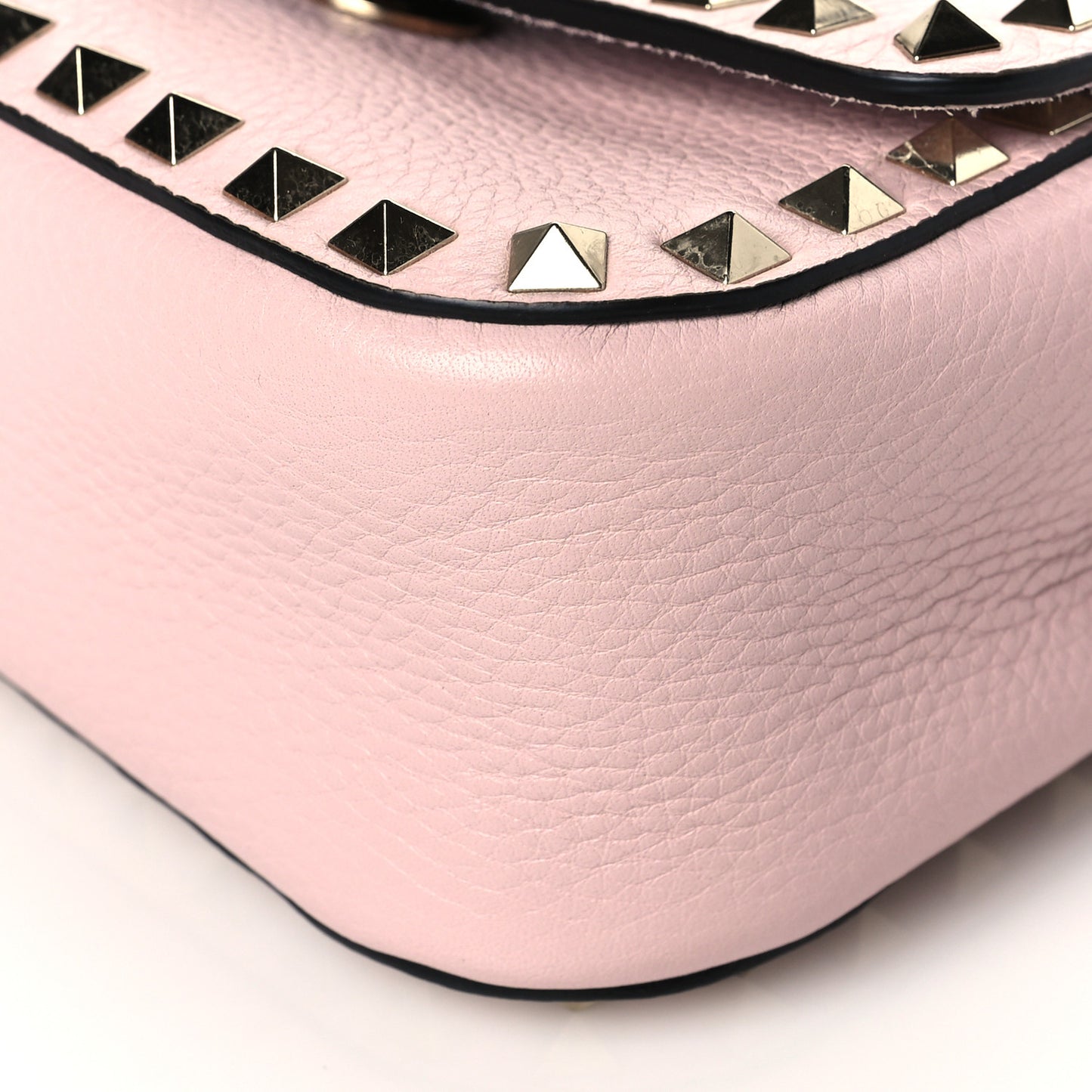 Grainy Calfskin Small Rockstud Top Handle Bag Rose Quartz