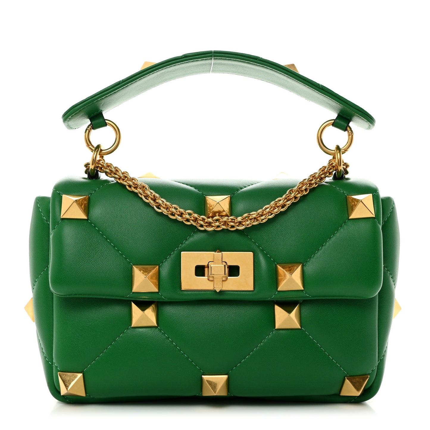 Nappa Medium Roman Stud Shoulder Bag Gea Green