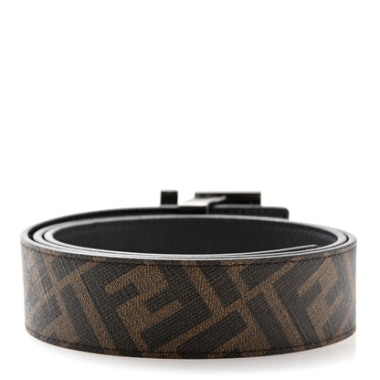 Fendi Cuoio Romano Glazed Fabric FF Reversible Belt Black Tobacco 2 of 6