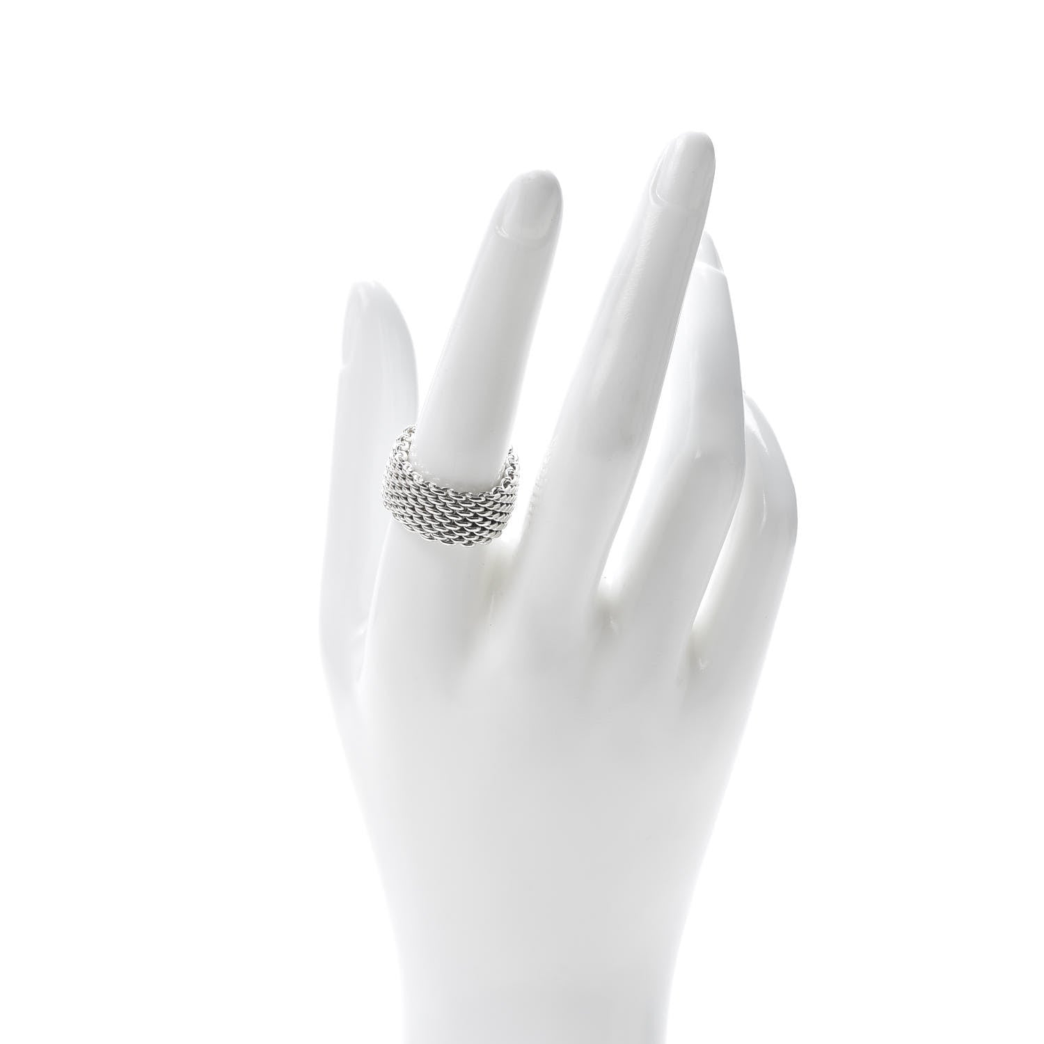 Tiffany Sterling Silver Somerset Mesh Ring 57 8 2 of 4