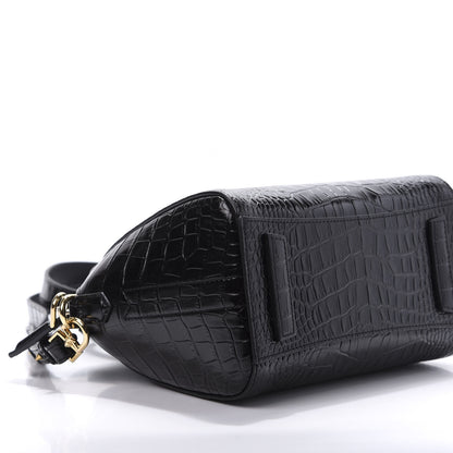 Givenchy Calfskin Crocodile Embossed Mini Antigona Black 8 of 10