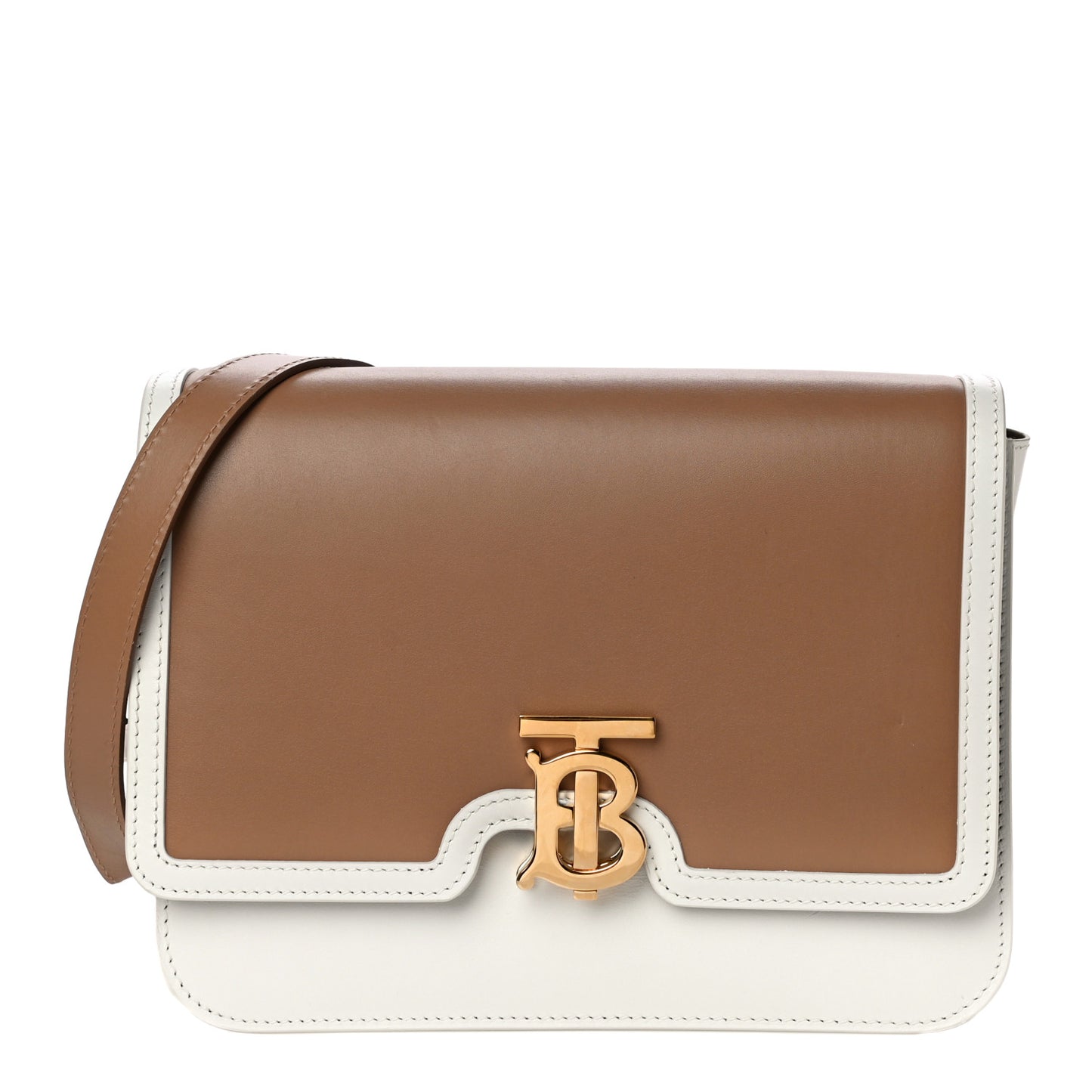 Smooth Calfskin Monogram Medium TB Bag Chalk White Camel