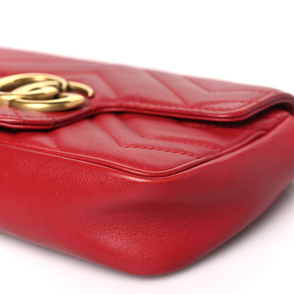 Gucci Calfskin Matelasse Super Mini GG Marmont Shoulder Bag Hibiscus Red 10 of 11