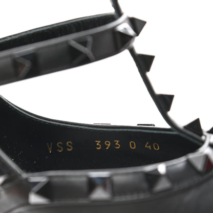 Valentino Garavani Calfskin Lacquered Monochrome Rockstud Ankle Strap 100mm Pumps 40 Black 8 of 10
