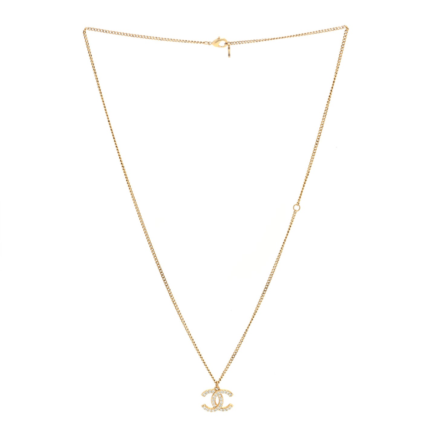 Crystal Lock Symbols CC Necklace Gold