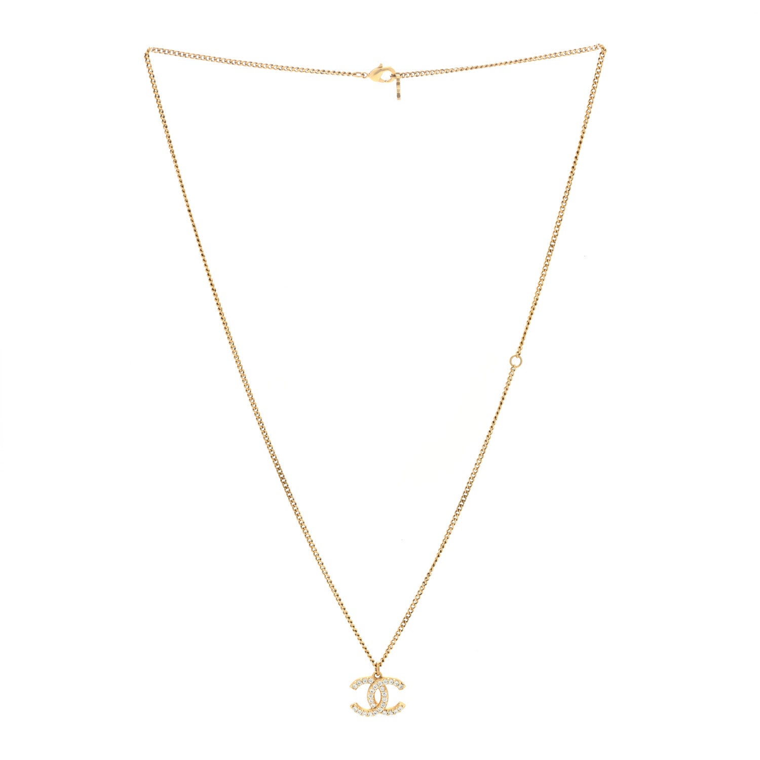 Chanel Crystal Lock Symbols CC Necklace Gold 3 of 4