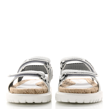 Christian Dior Technical Knit Jute Dioract 10mm Sandals 36 White Black 2 of 11