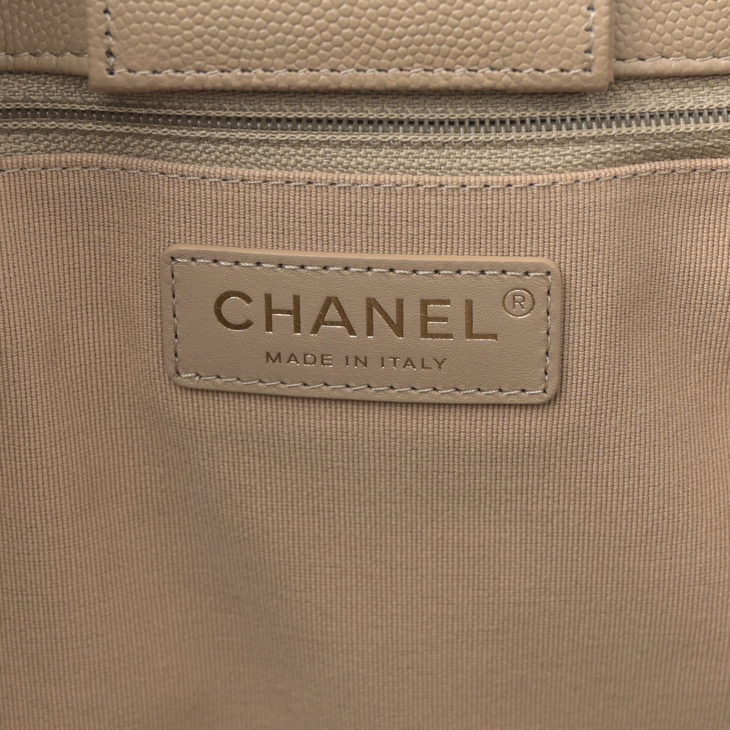 Caviar Quilted Large Shopping Tote Beige
