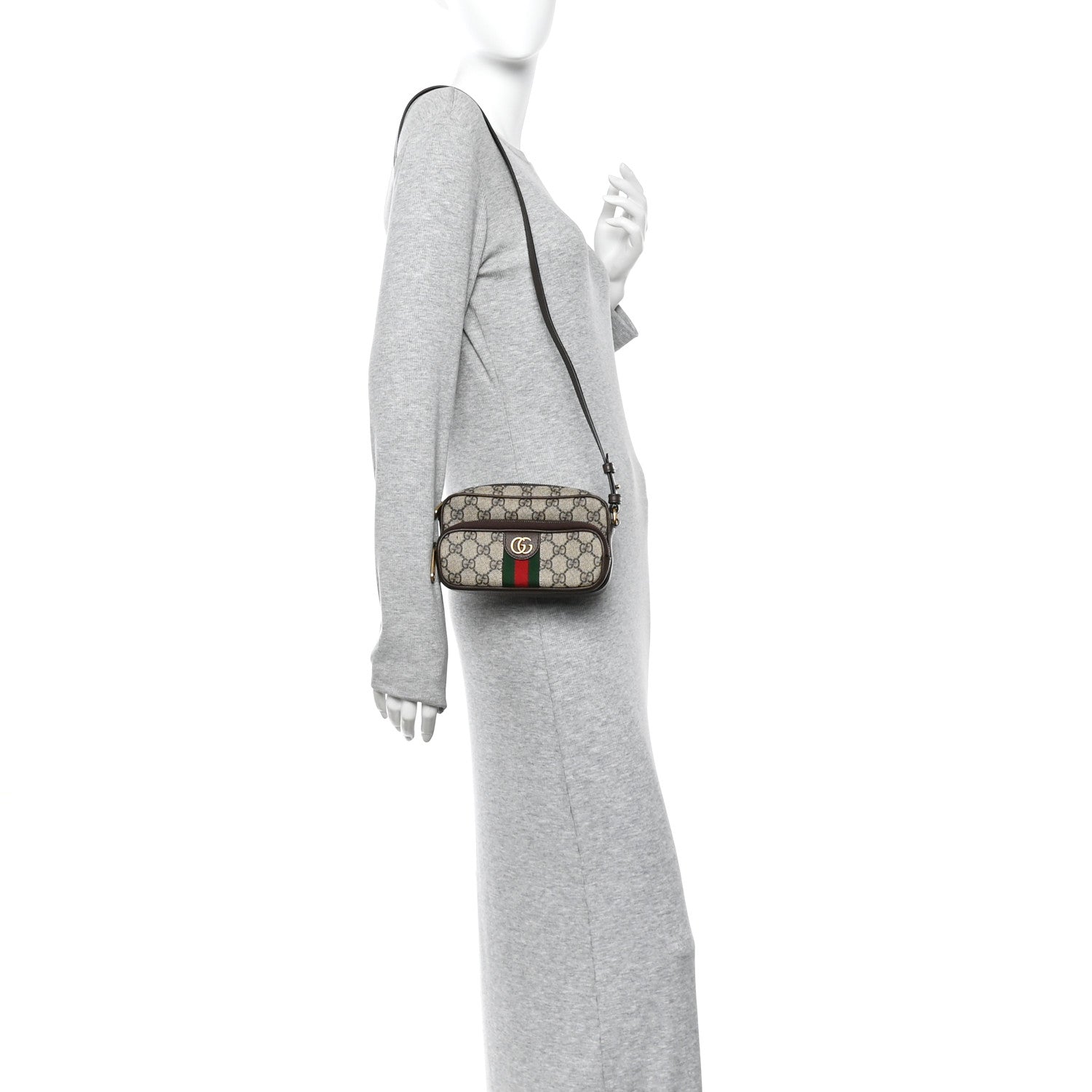 Gucci GG Supreme Monogram Textured Dollar Calfskin Web Mini