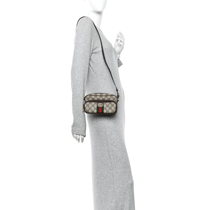 Gucci GG Supreme Monogram Textured Dollar Calfskin Web Mini Ophidia Convertible Shoulder Bag Beige Ebony New Acero 2 of 11