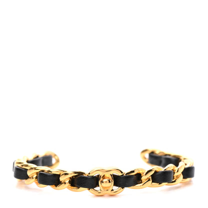 Chanel Lambskin More Is More Cuff Bracelet Black Gold 1 of 4