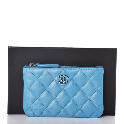 Chanel Metallic Lambskin Small Cosmetic Case Turquoise 7 of 7