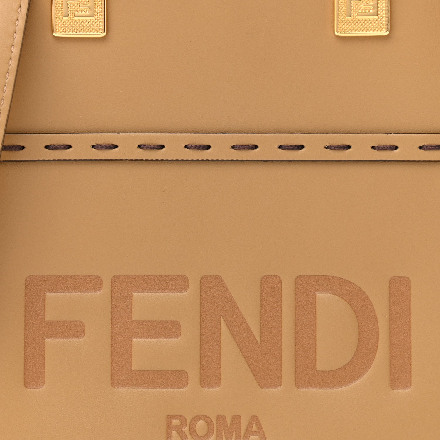 Fendi Vitello King Plexiglass Logo Embossed Mini Fendi Sunshine Shopper Tote Miele Scuro 8 of 10
