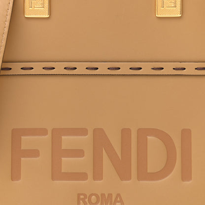 Fendi Vitello King Plexiglass Logo Embossed Mini Fendi Sunshine Shopper Tote Miele Scuro 8 of 10