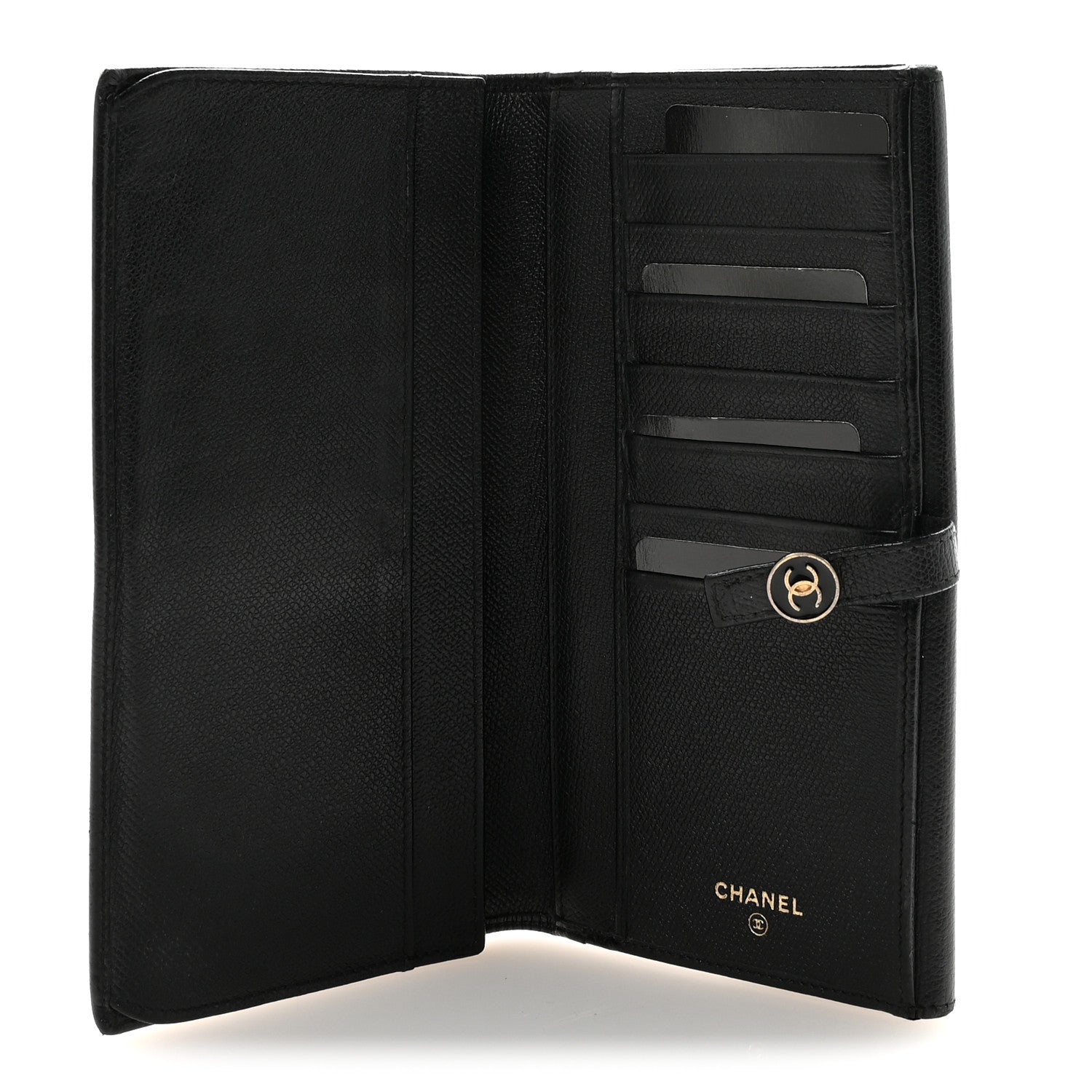 Chanel Grained Calfskin CC Button Long Wallet Black 5 of 8