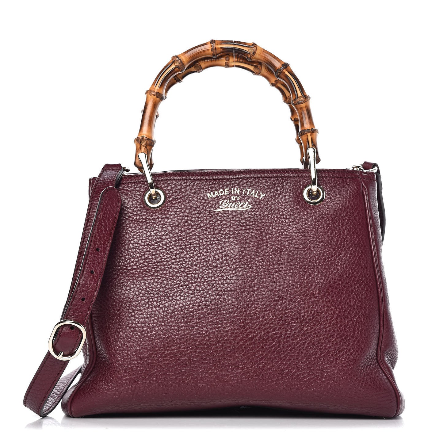 Calfskin Small Bamboo Shopper Tote Burgundy