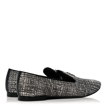 Chanel Fantasy Tweed CC Mocassin Loafers 38 Silver Black 4 of 10