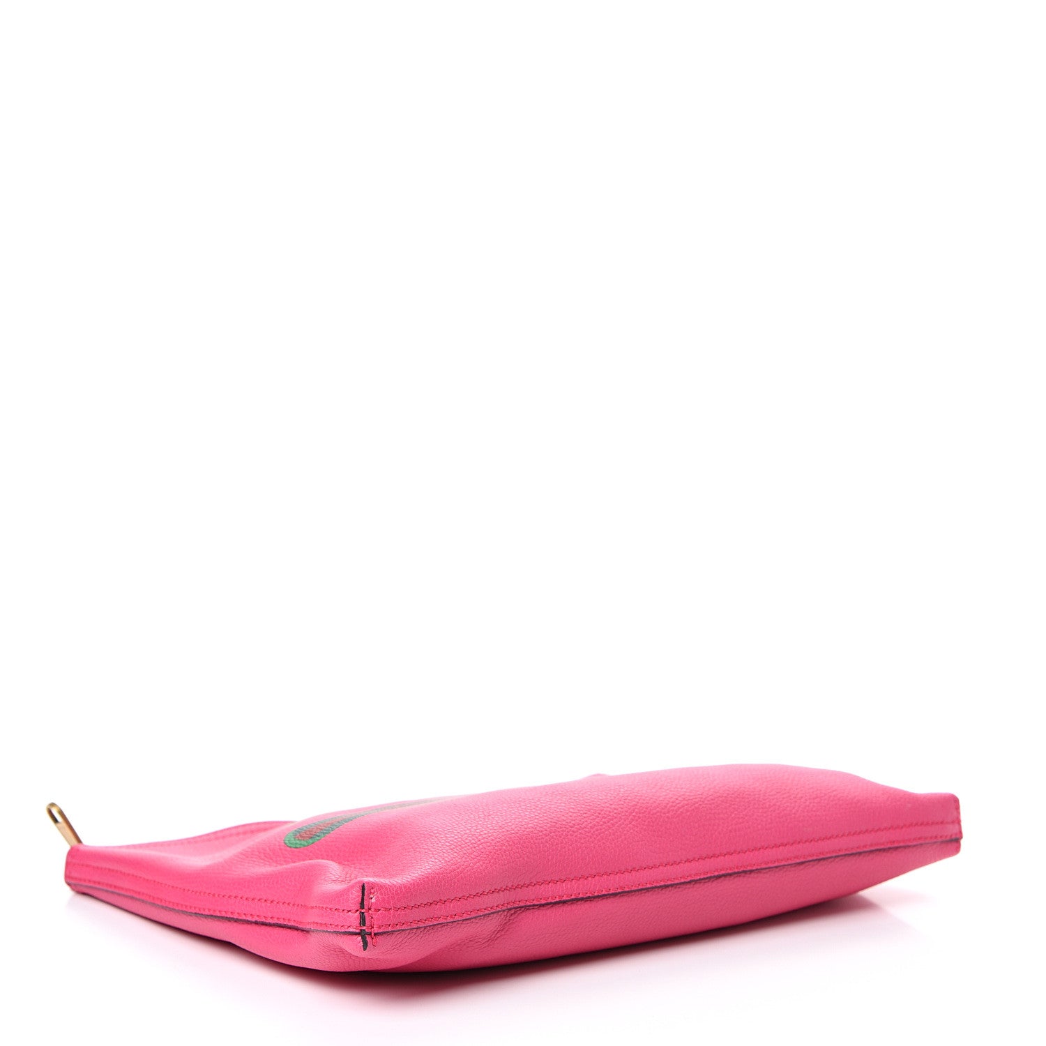 Gucci Pebbled Calfskin Medium Logo Portfolio Clutch Box Pink Green 3 of 8