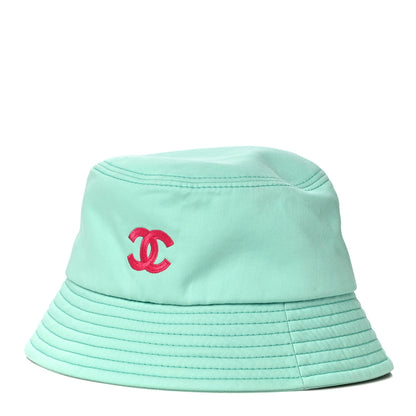 Chanel Cotton CC Cloche Bucket Hat S Turquoise Fuchsia 2 of 7